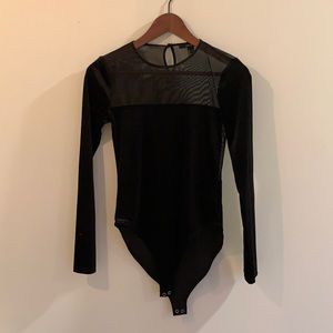 Velvet/mesh black bodysuit. Women’s S.